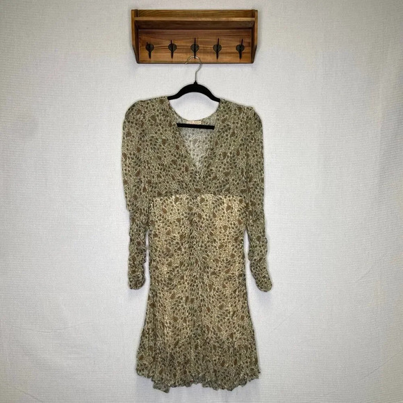 ByTimo | Sheer‎ Floral Ruished Dress Long Sleeve Small - Picture 3 of 12